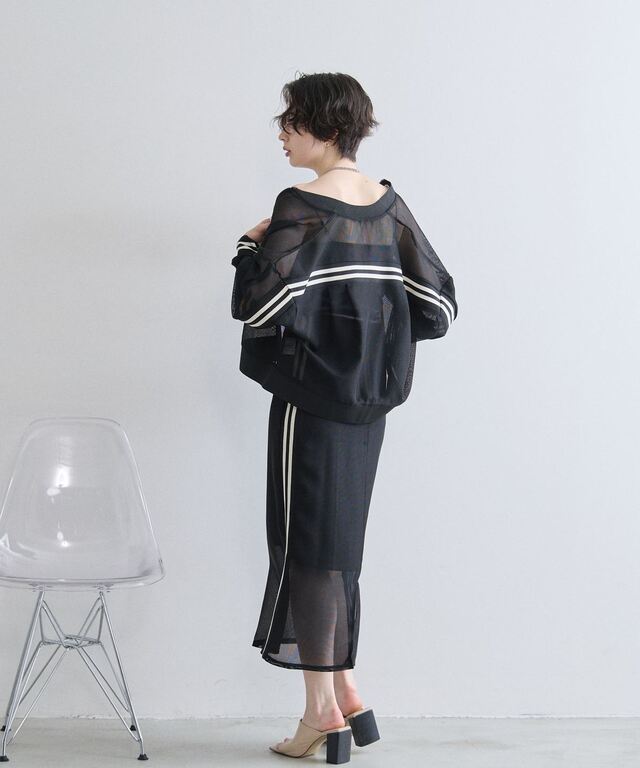 WEB限定】メッシュ袖ラインブルゾン