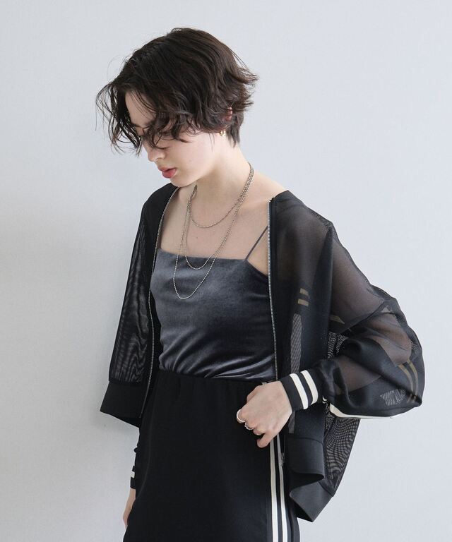 WEB限定】メッシュ袖ラインブルゾン