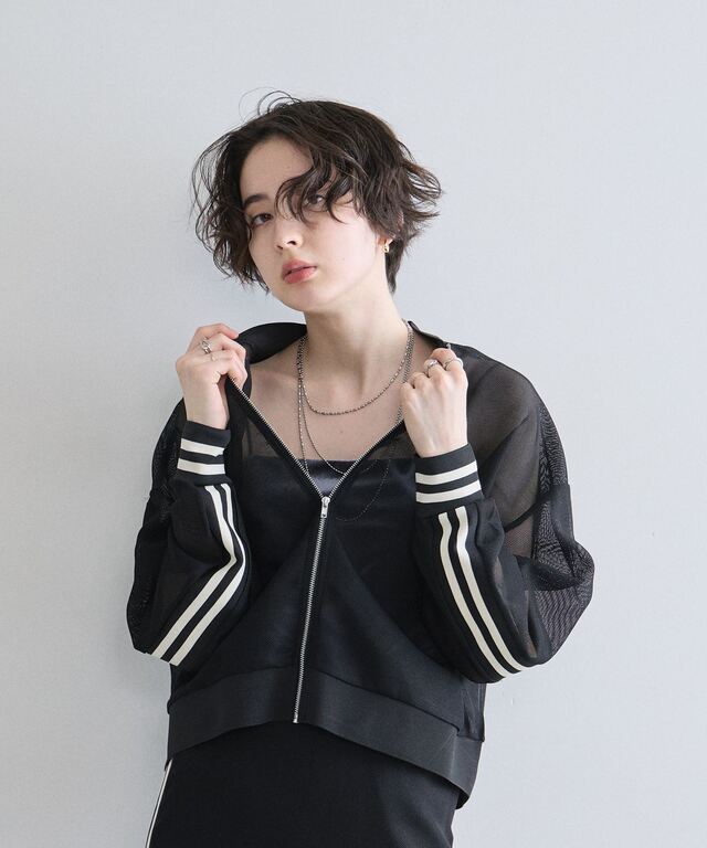 WEB限定】メッシュ袖ラインブルゾン