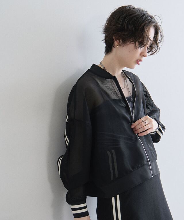 WEB限定】メッシュ袖ラインブルゾン