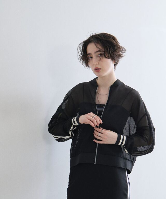 WEB限定】メッシュ袖ラインブルゾン
