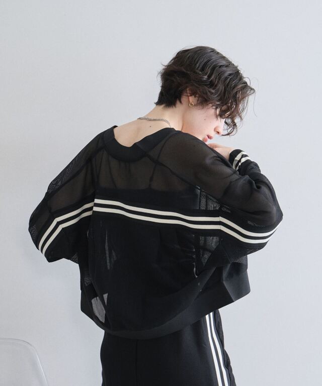WEB限定】メッシュ袖ラインブルゾン
