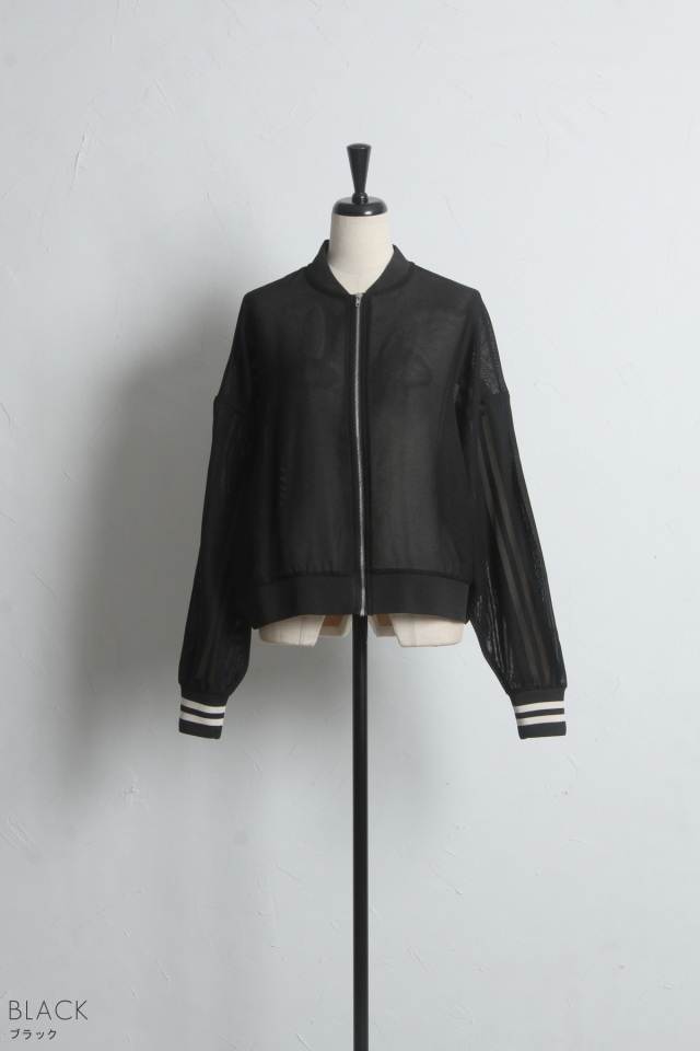 WEB限定】メッシュ袖ラインブルゾン
