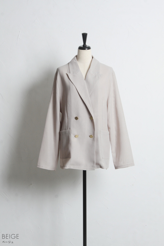 メッシュテーラードダブルジャケット（ベージュ） LAVEANGE ジャケット テーラードジャケット 「洗える」メッシュ