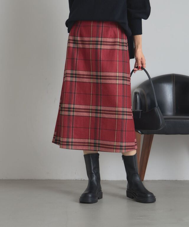 オフィシャルサイト限定】アソートチェック起毛ストレッチタイトスカート