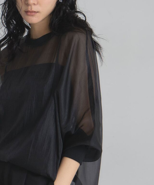 【美品】Curensology シアーパネルブラウス シアーカシュクールブラウス「T982」-RUIRUE BOUTIQUE