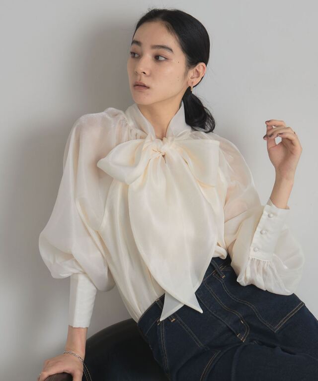 2WAYボリュームスリーブリボンブラウス※一部店舗のみ入荷