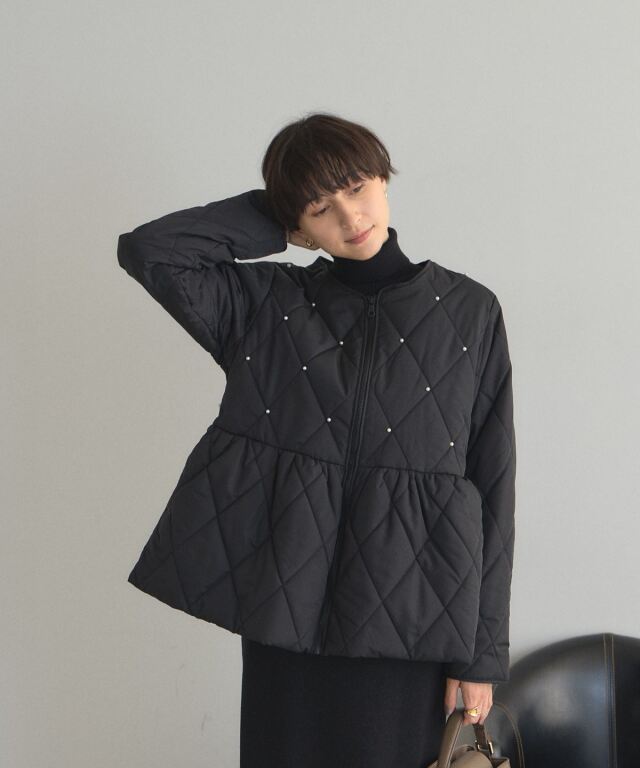 WEB限定】フロントパールキルティングブルゾン