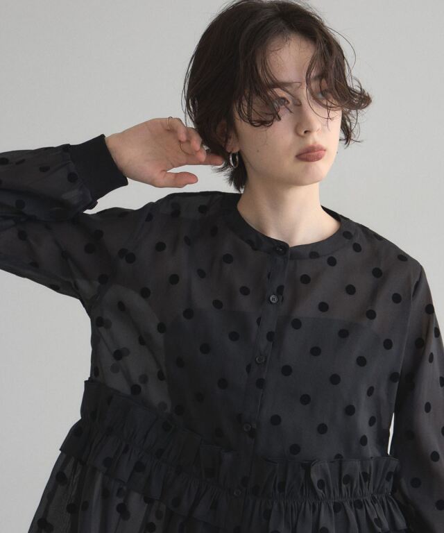 epa エパ ドット シアーブラウス ブラック 未使用 タグ付き ëpa エパ epa ドット シアーブラウス ブラック