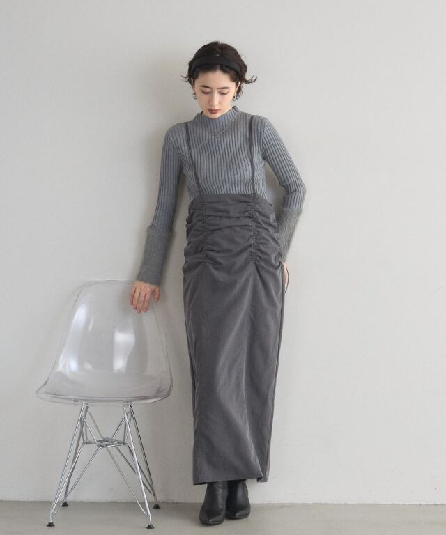 WEB限定】袖ファーリブニットトップス