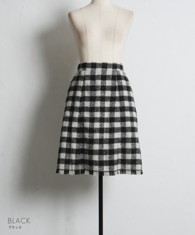 WEB限定】シャギーチェックツイードミニスカート