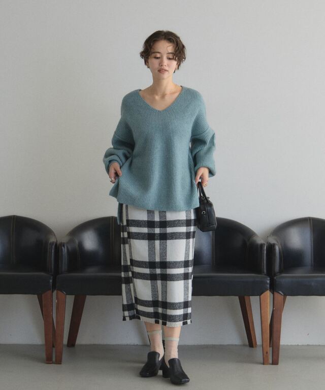 WEB限定】シャギーチェックツイードタイトスカート