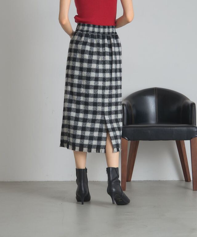 WEB限定】シャギーチェックツイードタイトスカート