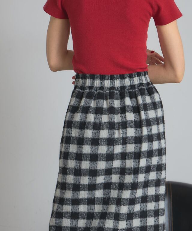 WEB限定】シャギーチェックツイードタイトスカート