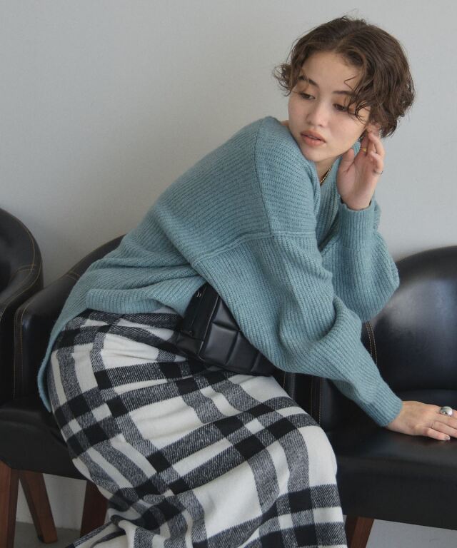 WEB限定】シャギーチェックツイードタイトスカート