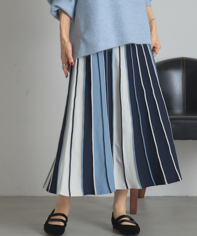 配色ストライプスカート※一部店舗のみ入荷