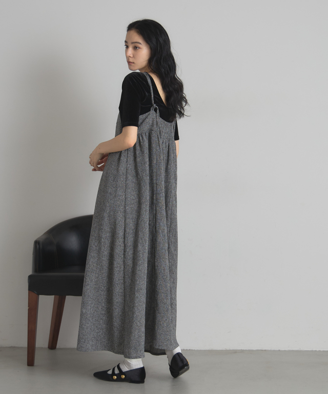 PARTY サマーツイードカットアウトキャミワンピース ブラック サマー