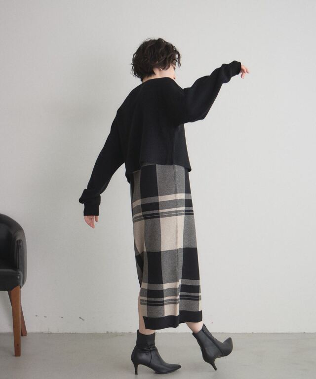 オフィシャルサイト限定】ニットトップス×チェックニットスカートセット