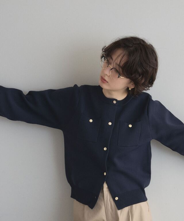 オフィシャルサイト限定】ゴールド釦スポンジニットカーディガン