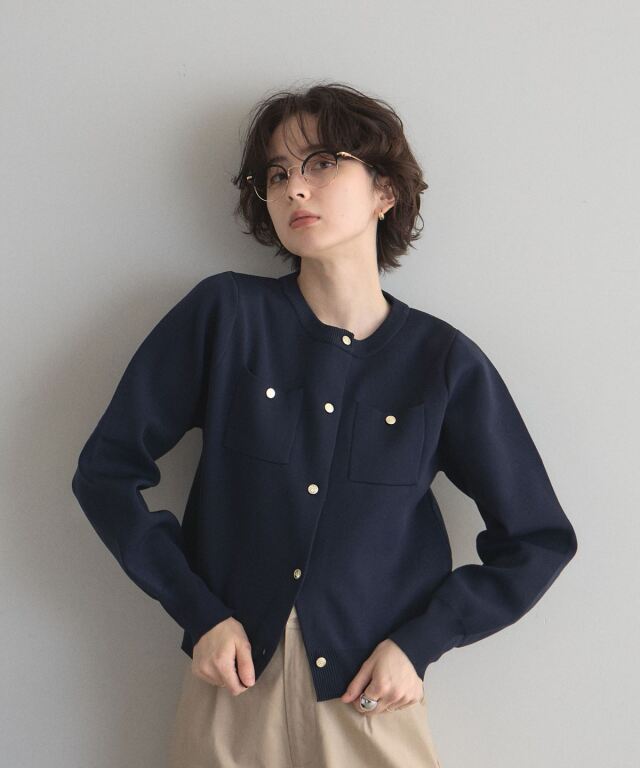 オフィシャルサイト限定】ゴールド釦スポンジニットカーディガン