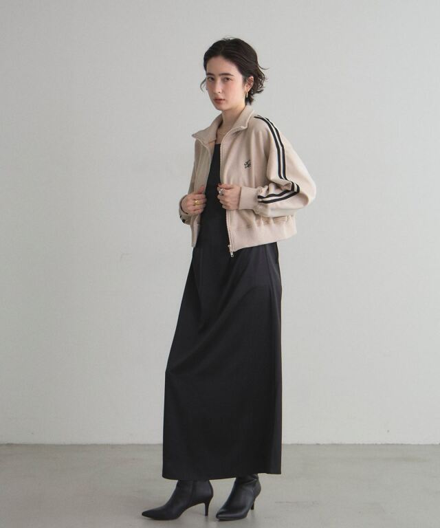 マットサテンサイドピンタックキャミワンピース