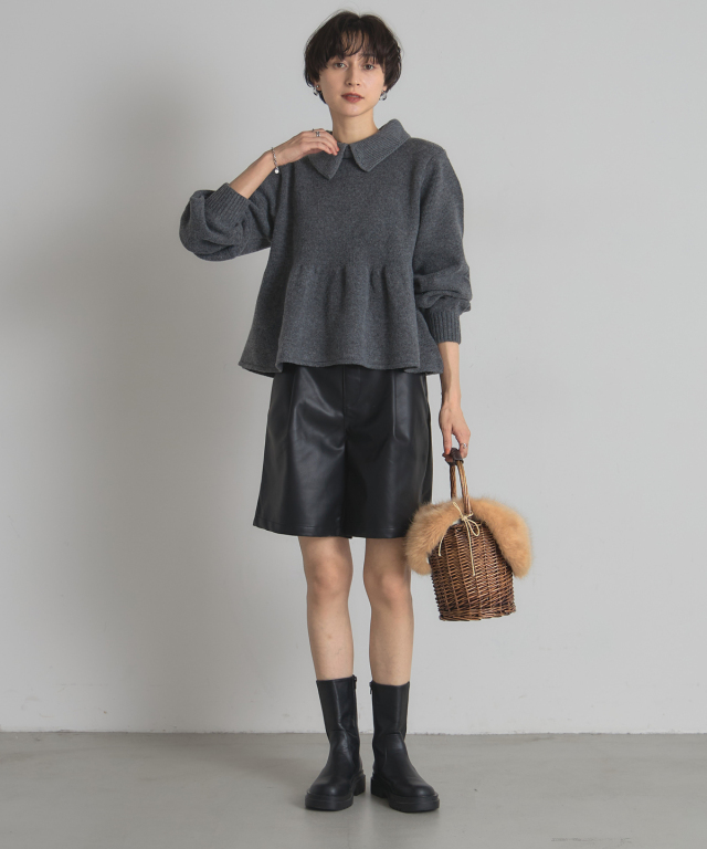 フェイクレザーハーフパンツ