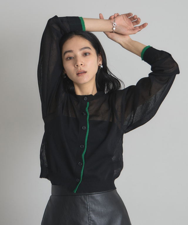 【AW SALE】【WEB限定】配色シアーニットカーディガン＊SALE品につき返品/交換/注文確定後の変更キャンセル不可＊