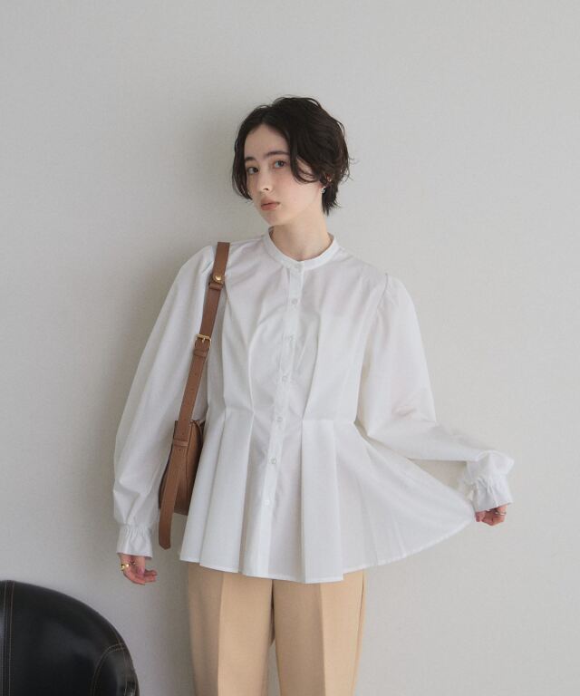 オフィシャルサイト限定】襟取り外し可能ウエストタックブラウス