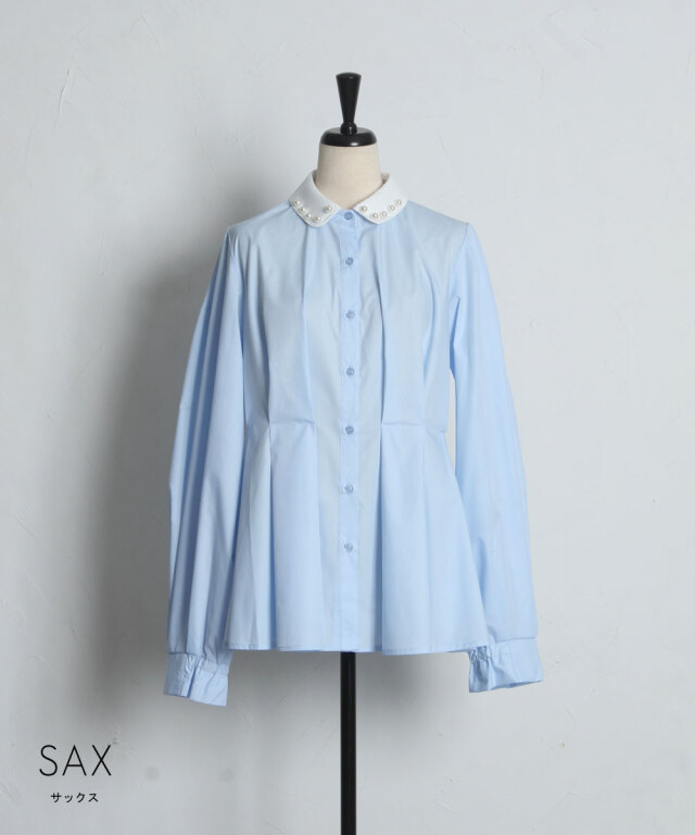 オフィシャルサイト限定】襟取り外し可能ウエストタックブラウス