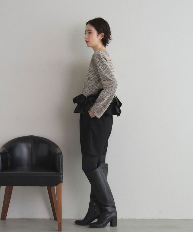 オフィシャルサイト限定】カットツイードフリルヘムトップス