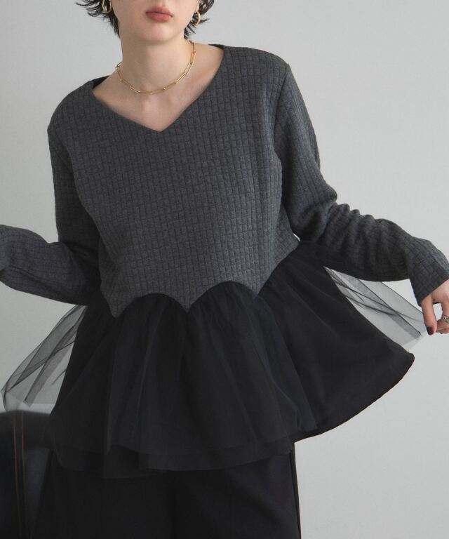 フェルナンデス　キルトトップ オフィシャルサイト限定】ヘップバーンキルトペプラムトップス