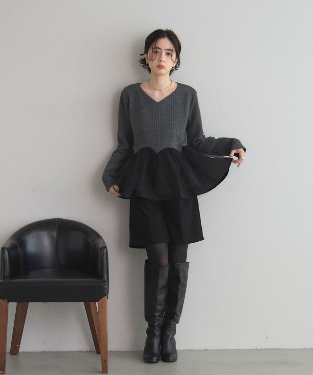 フェルナンデス　キルトトップ オフィシャルサイト限定】ヘップバーンキルトペプラムトップス