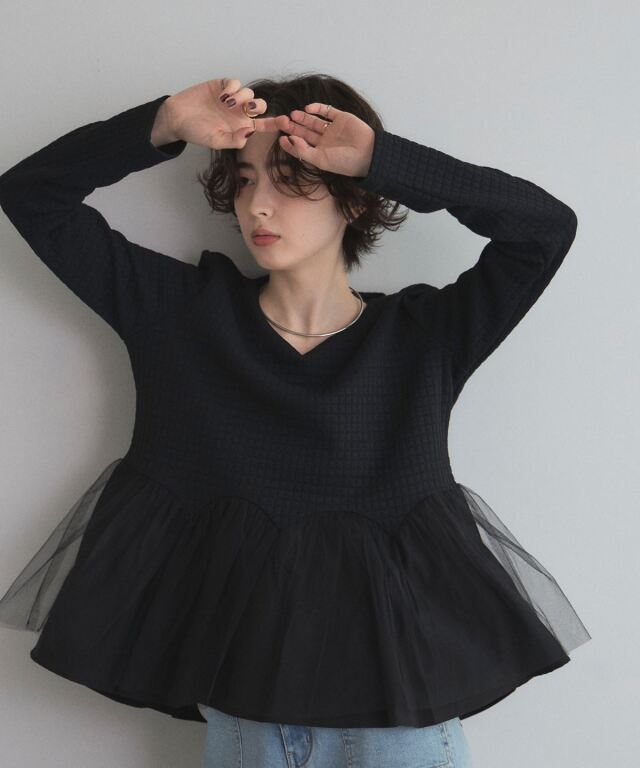【オフィシャルサイト限定】ヘップバーンキルトペプラムトップス