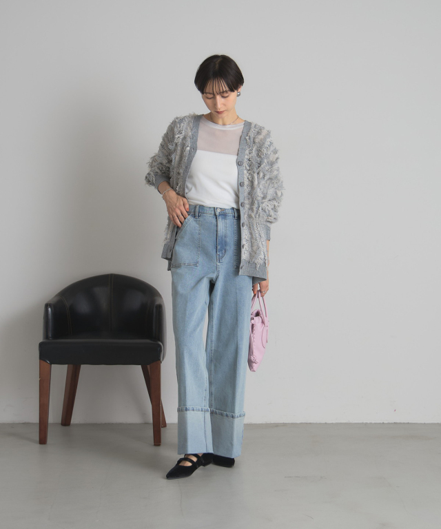 WEB限定】ミックスフリンジカーディガン