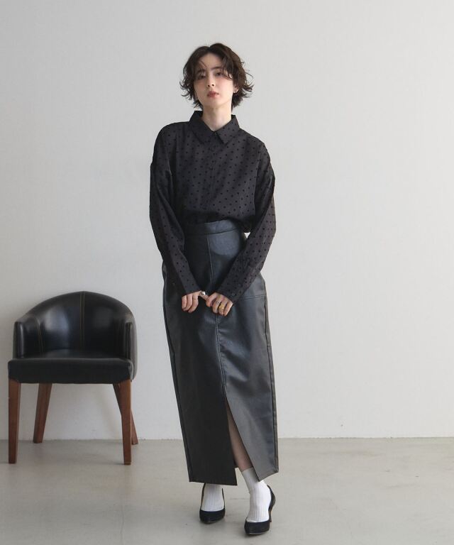 ドロップコレクション様 オフィシャルサイト限定】ドットドロップショルダーシャツ