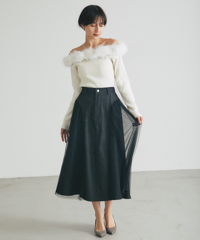 2wayファ―オフショルニット