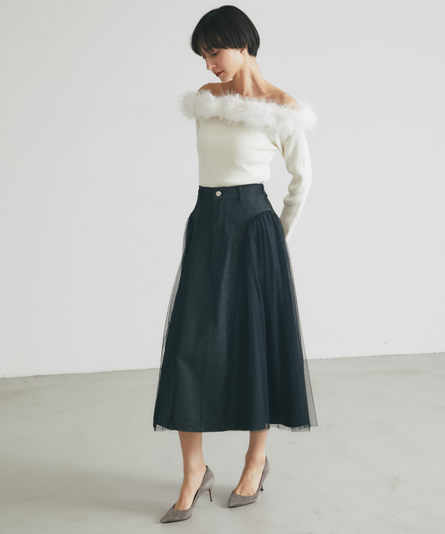 2wayファ―オフショルニット