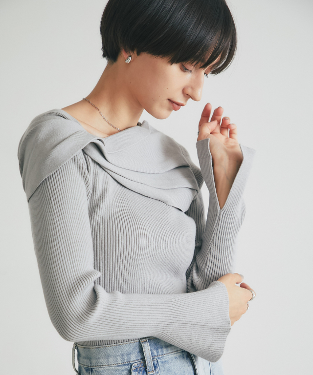 美品 ELIN ベルスリーブウールニット セール】 ドライウールシルク ベルスリーブプルオーバー （ニット
