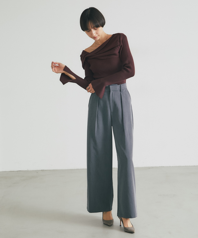 ADAWAS ベル　スリーブニット ベルスリーブニットプルオーバー