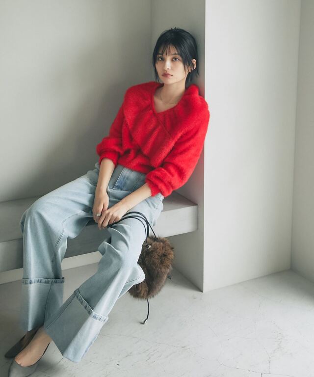 新品未使用　31900円の品　archivio 赤 フリル付きニットベスト 145-201461-0.jpg