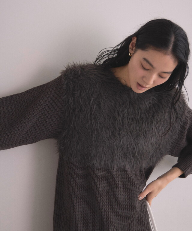 WEB限定】フェザーヤーンニットワンピース