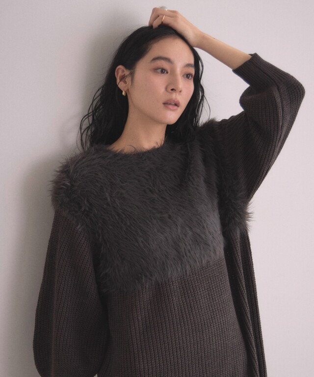 WEB限定】フェザーヤーンニットワンピース