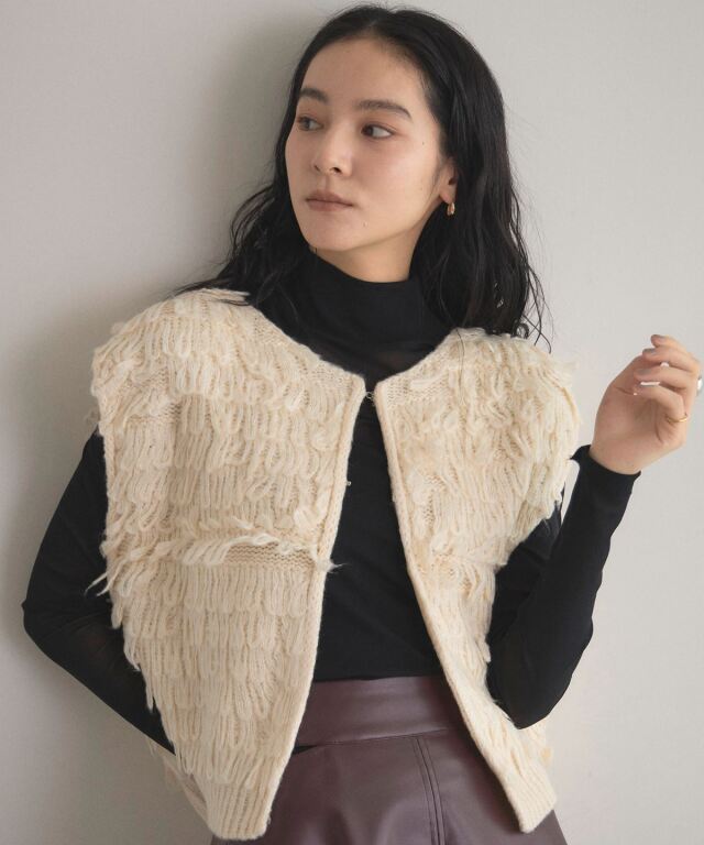 【WEB限定】ループ編みショートジレ