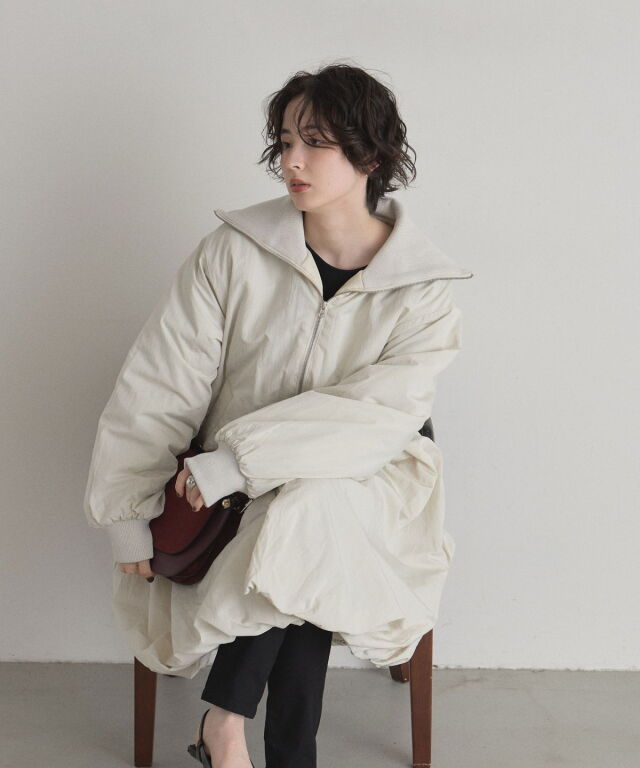 【オフィシャルサイト限定】タフタ中綿バルーンリブコート