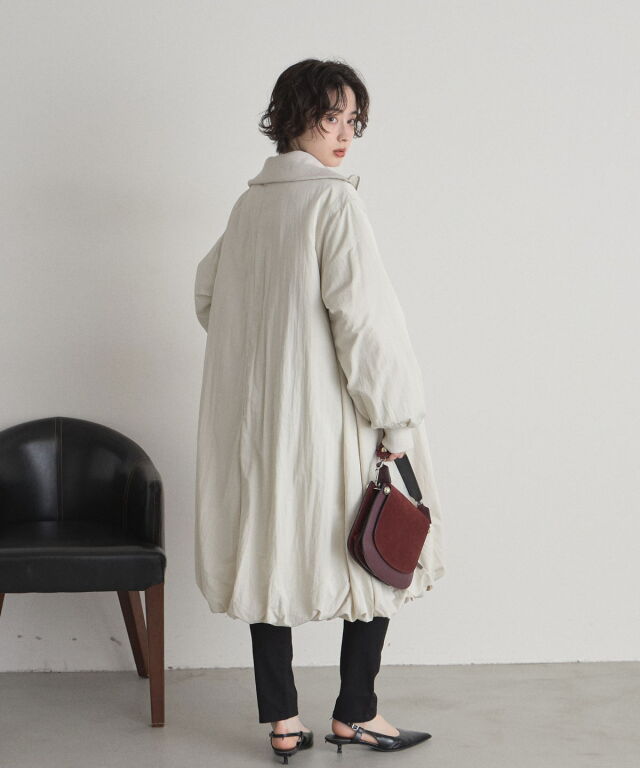 WEB限定】タフタ中綿バルーンリブコート