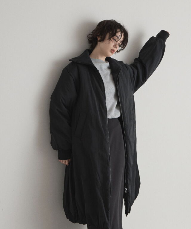 WEB限定】タフタ中綿バルーンリブコート