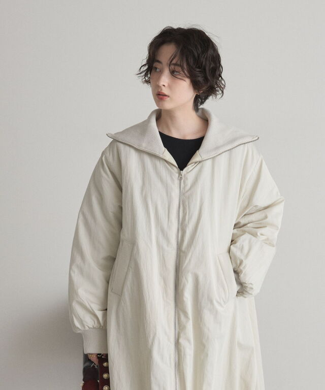 WEB限定】タフタ中綿バルーンリブコート