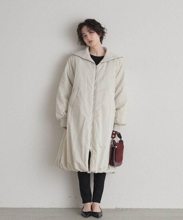 WEB限定】タフタ中綿バルーンリブコート