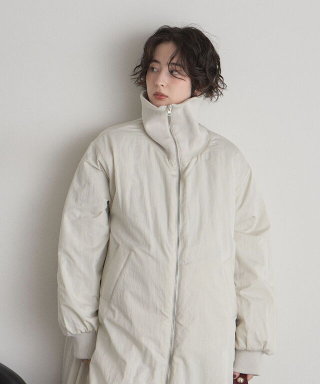WEB限定】タフタ中綿バルーンリブコート