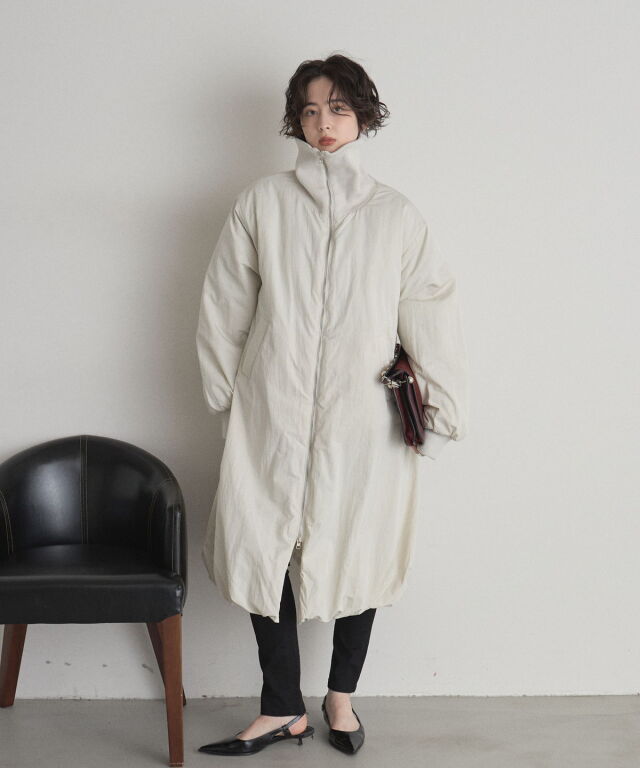 WEB限定】タフタ中綿バルーンリブコート
